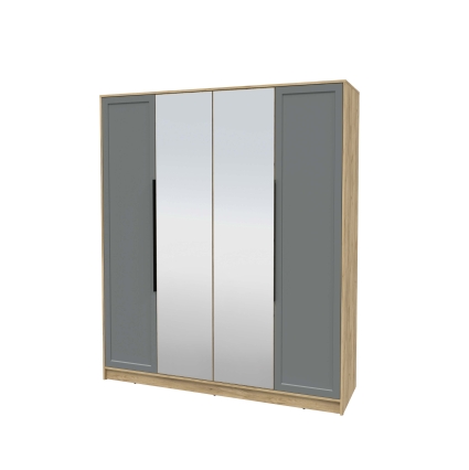 Шкаф распашной Тренд КТ-Ш4 (з) (Дуб золотой ЛДСП/ Серый ЛМДФ) Ш1800 В2128 Г547